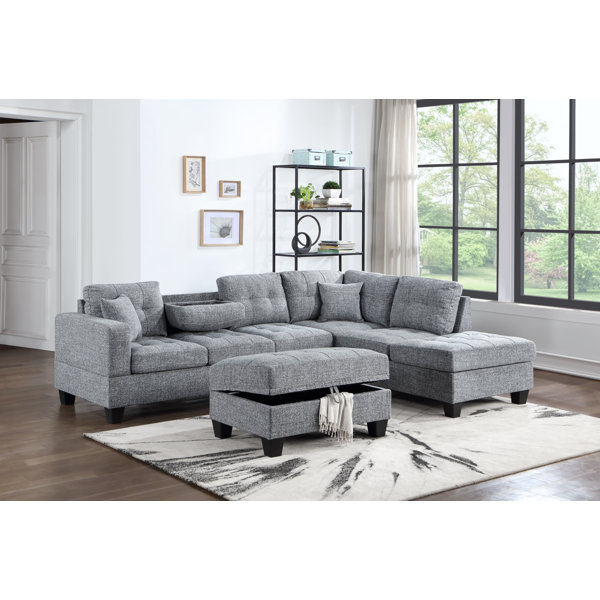 Bella Esprit Kayden Reversible Sectional Sofa with Storage Ottoman